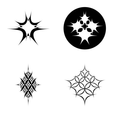 Yıldız patlaması Düz Simgesi Seti Beyaz Arkaplanda İzole Edildi