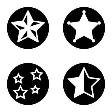 Yıldız1sg Düz Simge Seti Beyaz Arkaplanda İzole Edildi