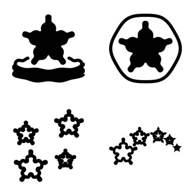 Wave _ star Düz Simge Seti Beyaz Arkaplanda İzole Edildi