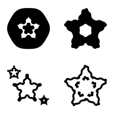 Wave _ star Düz Simge Seti Beyaz Arkaplanda İzole Edildi