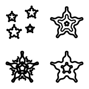 Wave _ star Düz Simge Seti Beyaz Arkaplanda İzole Edildi