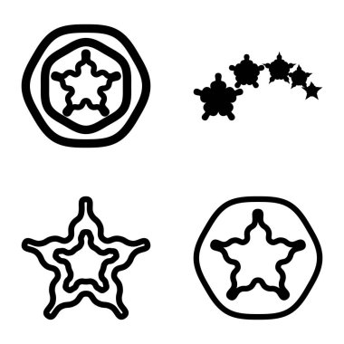 Wave _ star Düz Simge Seti Beyaz Arkaplanda İzole Edildi