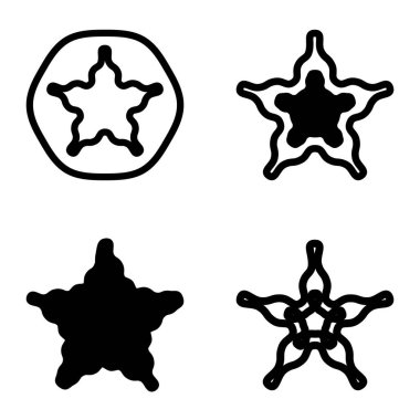 Wave _ star Düz Simge Seti Beyaz Arkaplanda İzole Edildi