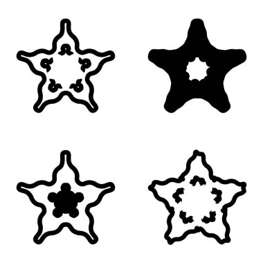 Wave _ star Düz Simge Seti Beyaz Arkaplanda İzole Edildi