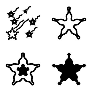 Wave _ star Düz Simge Seti Beyaz Arkaplanda İzole Edildi