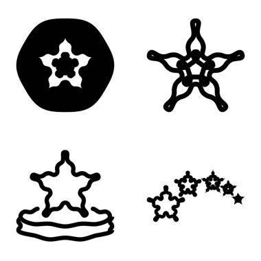 Wave _ star Düz Simge Seti Beyaz Arkaplanda İzole Edildi