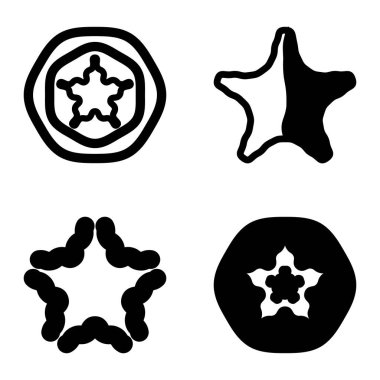 Wave _ star Düz Simge Seti Beyaz Arkaplanda İzole Edildi