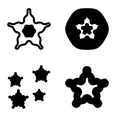 Wave _ star Düz Simge Seti Beyaz Arkaplanda İzole Edildi