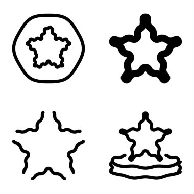 Wave _ star Düz Simge Seti Beyaz Arkaplanda İzole Edildi