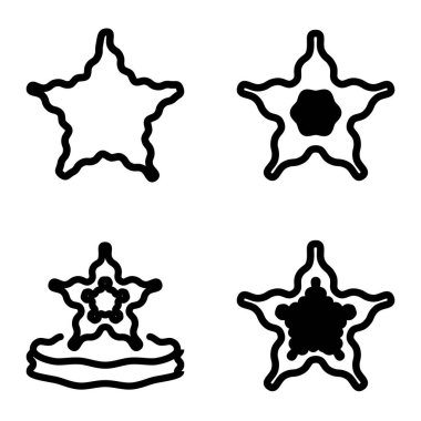 Wave _ star Düz Simge Seti Beyaz Arkaplanda İzole Edildi