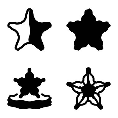 Wave _ star Düz Simge Seti Beyaz Arkaplanda İzole Edildi