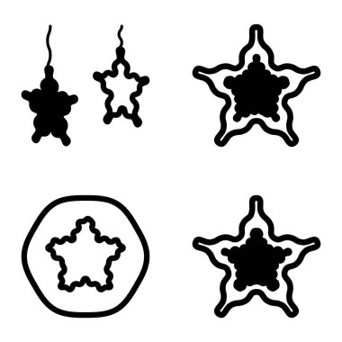 Wave _ star Düz Simge Seti Beyaz Arkaplanda İzole Edildi