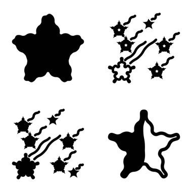 Wave _ star Düz Simge Seti Beyaz Arkaplanda İzole Edildi