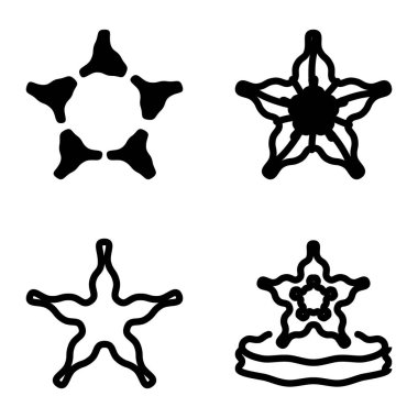 Wave _ star Düz Simge Seti Beyaz Arkaplanda İzole Edildi