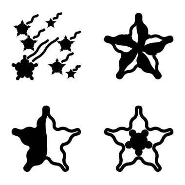 Wave _ star Düz Simge Seti Beyaz Arkaplanda İzole Edildi