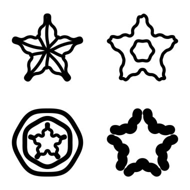 Wave _ star Düz Simge Seti Beyaz Arkaplanda İzole Edildi