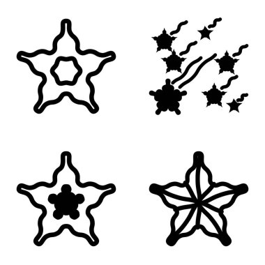 Wave _ star Düz Simge Seti Beyaz Arkaplanda İzole Edildi