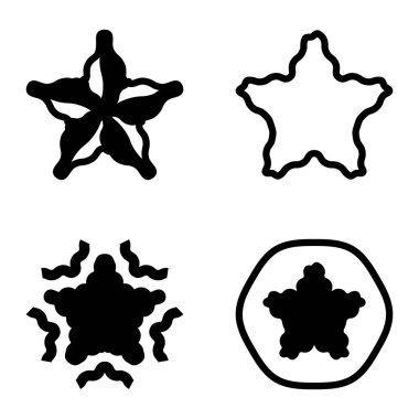 Wave _ star Düz Simge Seti Beyaz Arkaplanda İzole Edildi