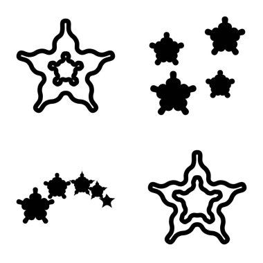 Wave _ star Düz Simge Seti Beyaz Arkaplanda İzole Edildi