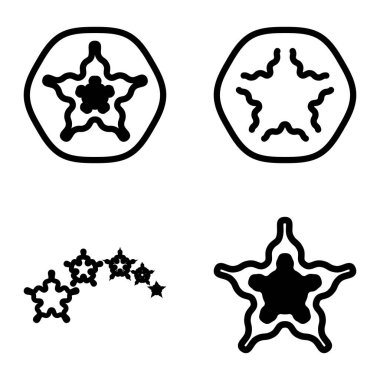 Wave _ star Düz Simge Seti Beyaz Arkaplanda İzole Edildi