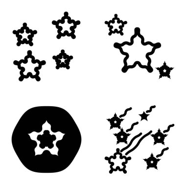 Wave _ star Düz Simge Seti Beyaz Arkaplanda İzole Edildi