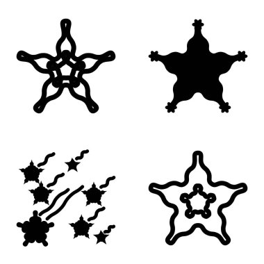 Wave _ star Düz Simge Seti Beyaz Arkaplanda İzole Edildi