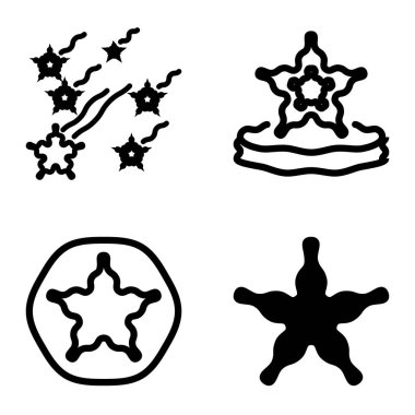 Wave _ star Düz Simge Seti Beyaz Arkaplanda İzole Edildi