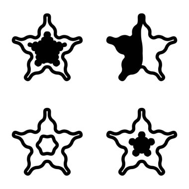 Wave _ star Düz Simge Seti Beyaz Arkaplanda İzole Edildi