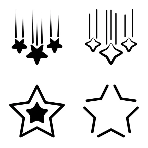 Stars1 2Starfall Icono Plano Conjunto Aislado Sobre Fondo Blanco — Vector de stock