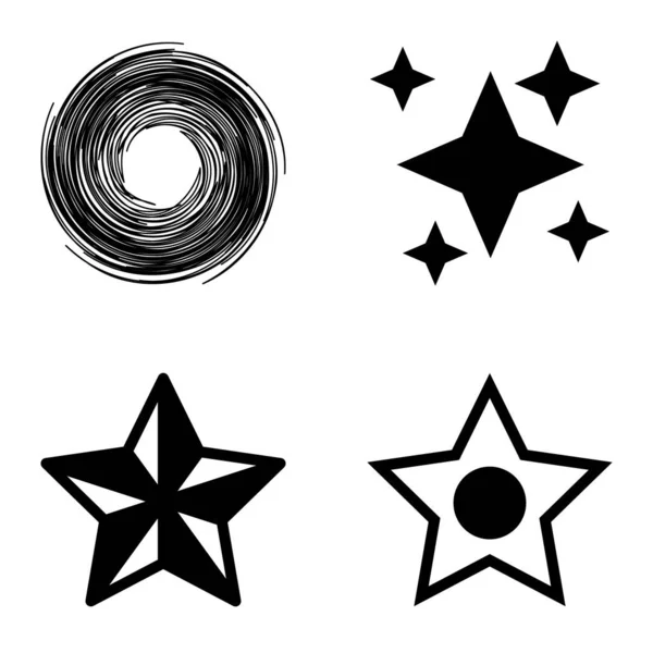 Stars1 2Starfall Set Icône Plate Isolé Sur Fond Blanc — Image vectorielle