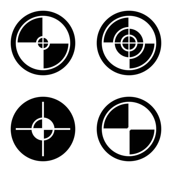 Conjunto Iconos Planos Crosshairs Glyph Aislados Sobre Fondo Blanco — Vector de stock