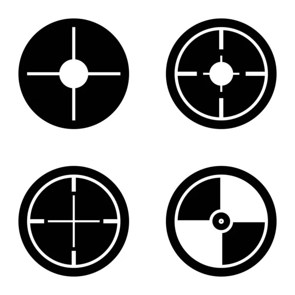 Crosshairs Glyph Flat Icon Set Isolerad Vit Bakgrund — Stock vektor