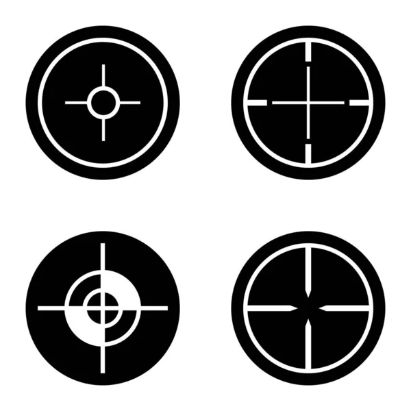 Conjunto Iconos Planos Crosshairs Glyph Aislados Sobre Fondo Blanco — Vector de stock