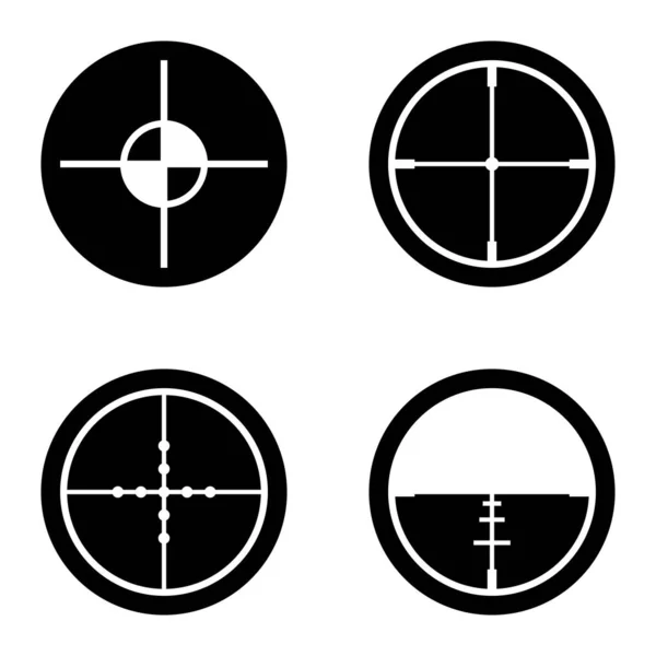 Crosshairs Glyph Płaski Zestaw Ikon Izolowany Białym Tle — Wektor stockowy