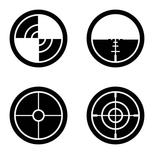 Conjunto Ícones Planos Crosshairs Glyph Isolado Fundo Branco —  Vetores de Stock