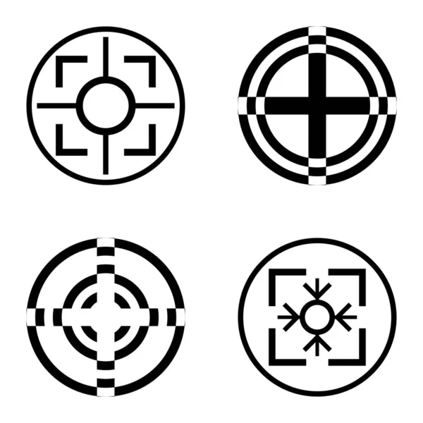 Fadenkreuz Flat Icon Set Isoliert Auf Weißem Hintergrund — Stockvektor