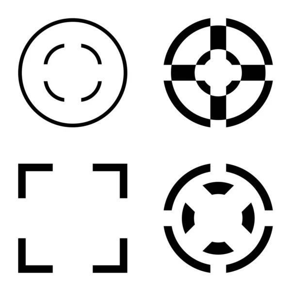 Crosshairs2 Flat Icon Set Isolated White Background — Stock Vector