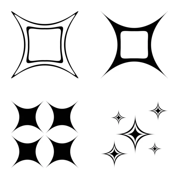 Abstract_4Star2 Flat Icon Set Isolated White Background — стоковый вектор