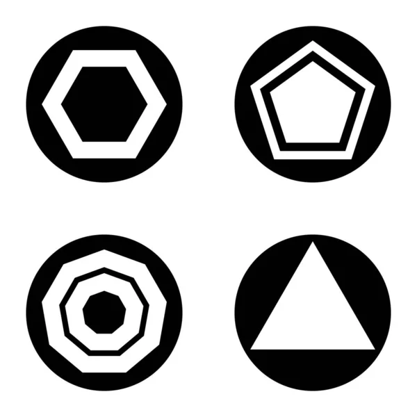 Polygon1 2Cg Flat Icon Set Isolated White Background —  Vetores de Stock