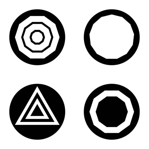 Polygon1-2cg Flat Icon Set Isolated On White Background