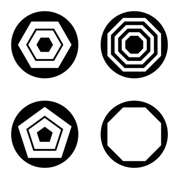 Polygon1 2Cg Flat Icon Set Isolated White Background — Stok Vektör
