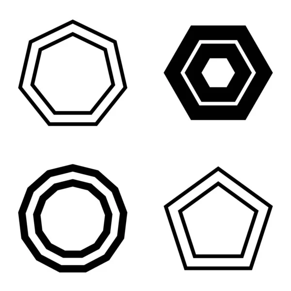 Polygon2 Flat Icon Set Geïsoleerd Witte Achtergrond — Stockvector