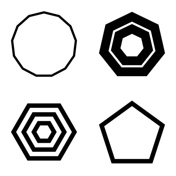 Polygon2 Flat Icon Set Isolated White Background —  Vetores de Stock