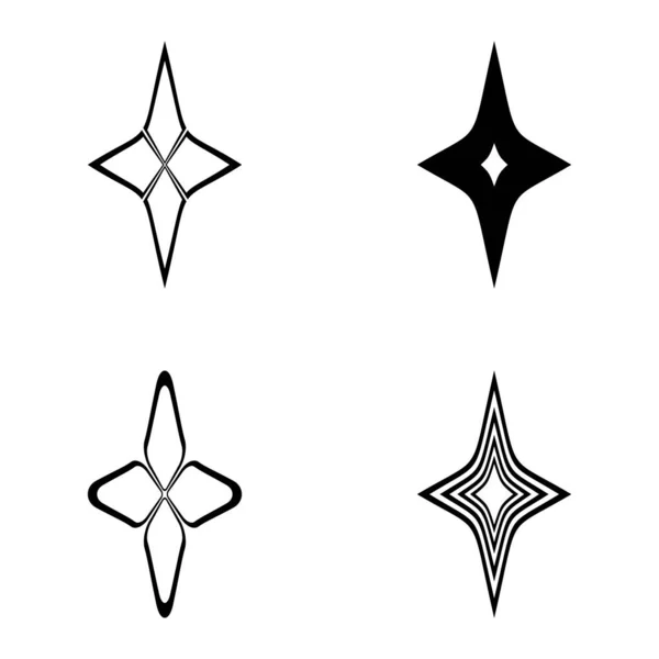 Rhombic Star3 Platt Ikon Set Isolerad Vit Bakgrund — Stock vektor