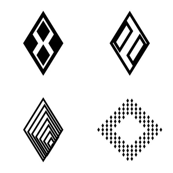 Rhombus2 Flat Icon Set Isolated White Background — Image vectorielle