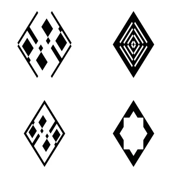 Rhombus2 Flat Icon Set Isoliert Auf Weißem Hintergrund — Stockvektor