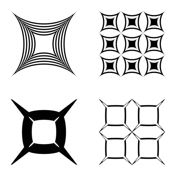 Kare _ star Düz Simge Seti Beyaz Arkaplanda İzole Edildi