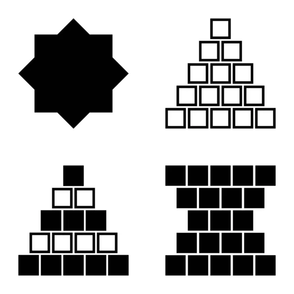 Square2 Flat Icon Set Isolated White Background — Stockvektor