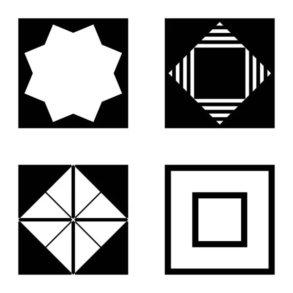 Square2 Flat Icon Set Isolated White Background — Stok Vektör