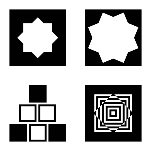 Square2 Flat Icon Set Isolated White Background — Stok Vektör